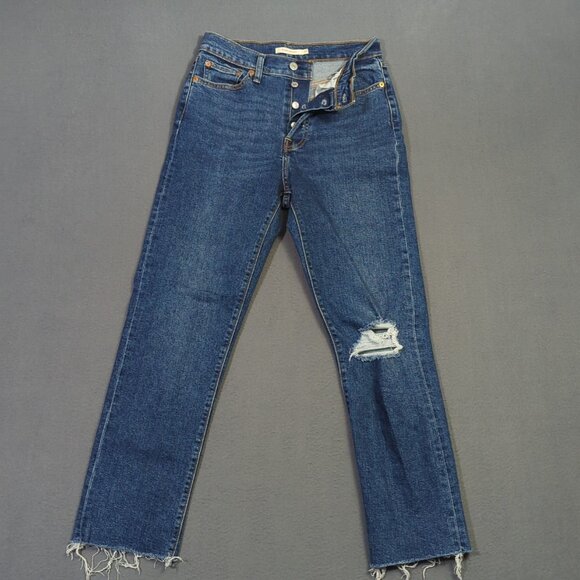 Levi's Jeans Women's 28 Blue Wedgie Straight Button Fly High Rise Denim - Picture 1 of 12